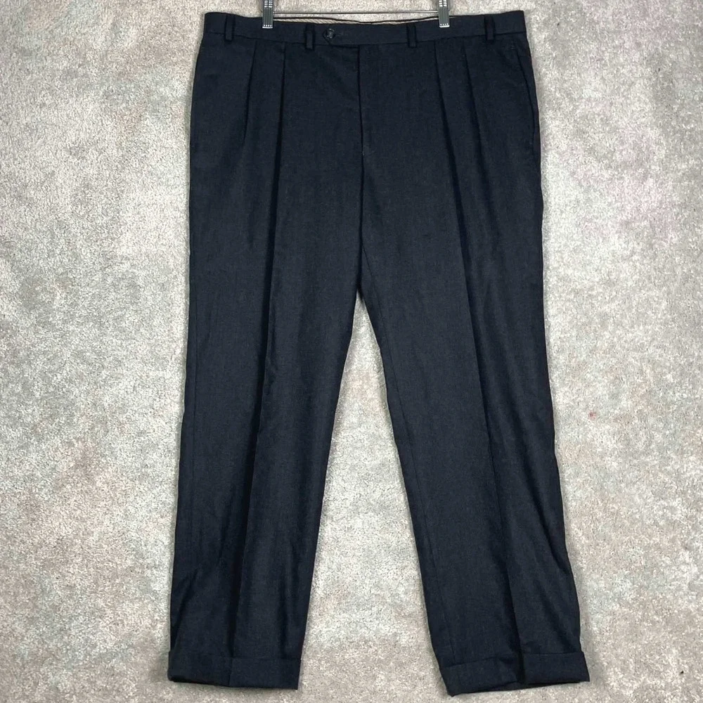 Lauren Ralph Lauren Mens Gray 100% Wool Pleated Cuffed Dress Pants 40x30